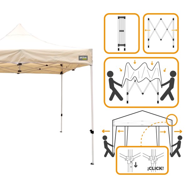 Gazebo Dobrável Ajustável em Altura Creme | distria