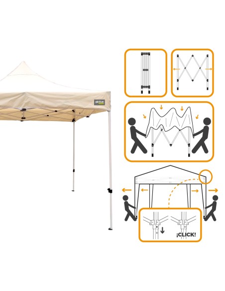 Gazebo Dobrável Ajustável em Altura Creme | distria