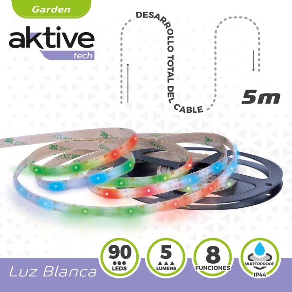 Tiras de LED solares multicoloridas autoadesivas Aktive | Distria