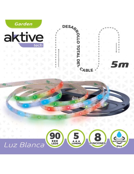 Tiras de LED solares multicoloridas autoadesivas Aktive | Distria