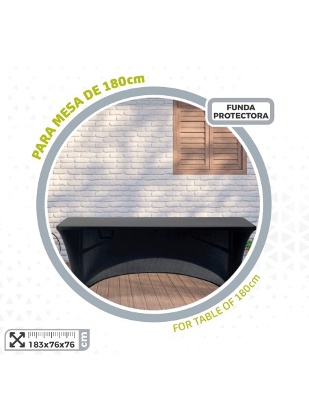 Capas para mesas de jardim pretas 180 cm | Distria