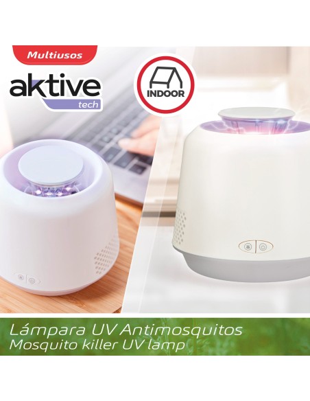 Lámpara mata mosquitos 3 modos luz LED Aktive | Distria
