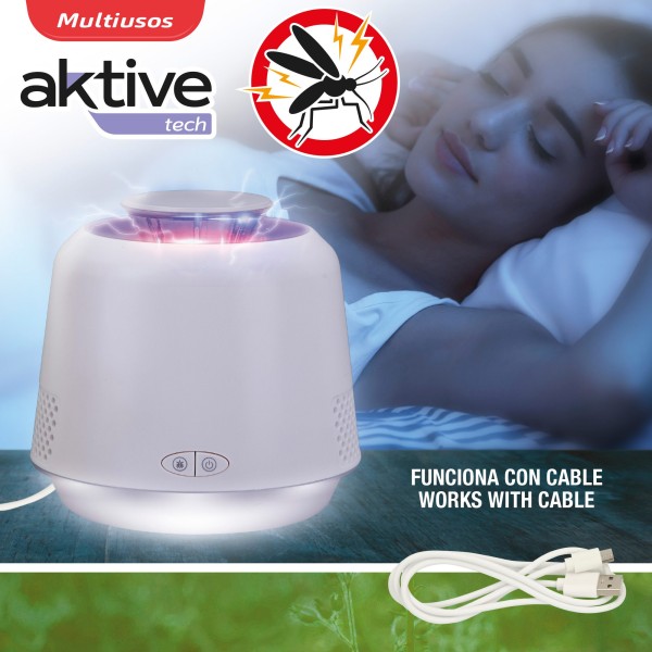 Lámpara mata mosquitos 3 modos luz LED Aktive | Distria