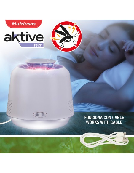 Lámpara mata mosquitos 3 modos luz LED Aktive | Distria