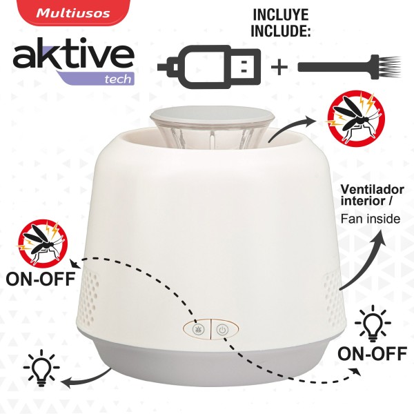 Lámpara mata mosquitos 3 modos luz LED Aktive | Distria