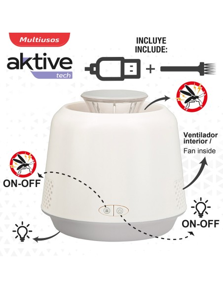 Lámpara mata mosquitos 3 modos luz LED Aktive | Distria
