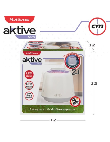 Lámpara mata mosquitos 3 modos luz LED Aktive | Distria