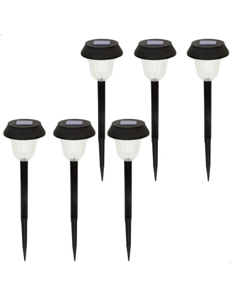 Set 6 focos solares exterior LED con baliza | Distria