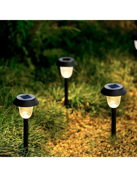 Set 6 focos solares exterior LED con baliza | Distria