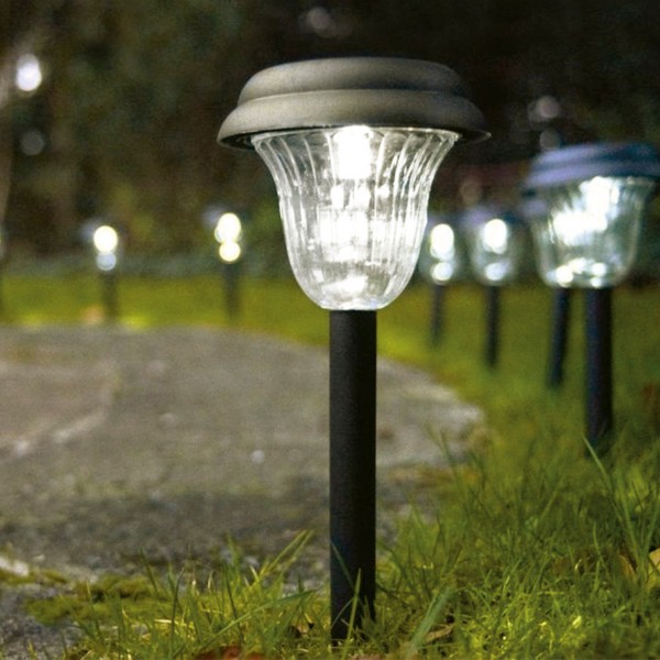 Set 6 focos solares exterior LED con baliza | Distria