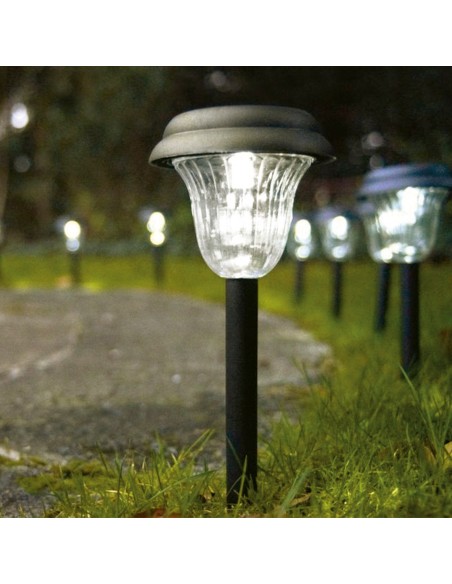 Set 6 focos solares exterior LED con baliza | Distria