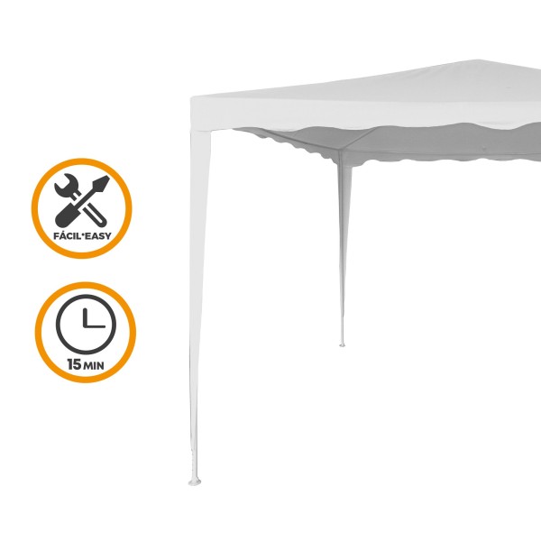 Grande gazebo de jardim 9 m2 branco Aktive | Distria