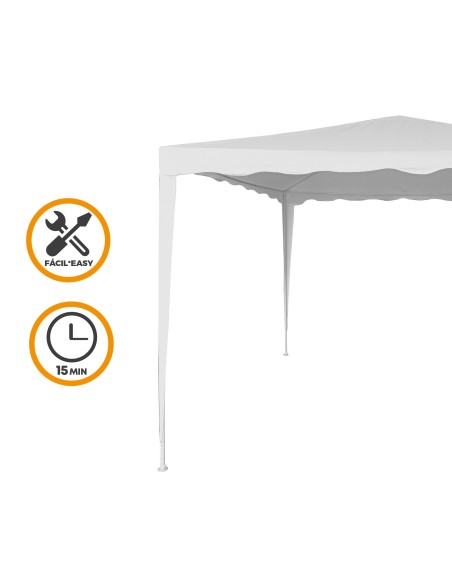 Grande gazebo de jardim 9 m2 branco Aktive | Distria