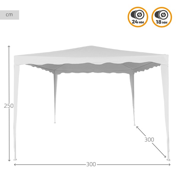 Grande gazebo de jardim 9 m2 branco Aktive | Distria