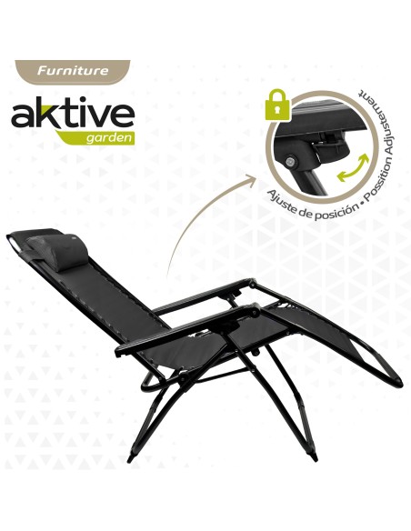 Espreguiçadeira de praia negra Gravidade Zero Aktive | Distria
