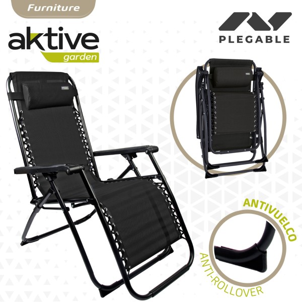 Espreguiçadeira de praia negra Gravidade Zero Aktive | Distria