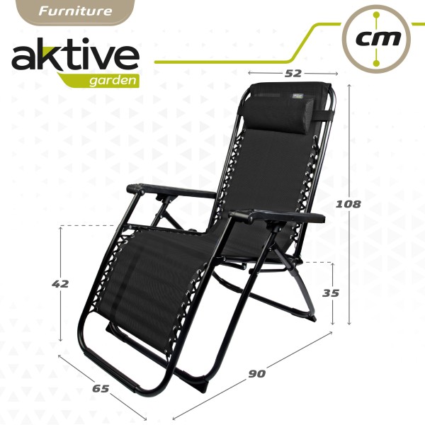 Espreguiçadeira de praia negra Gravidade Zero Aktive | Distria