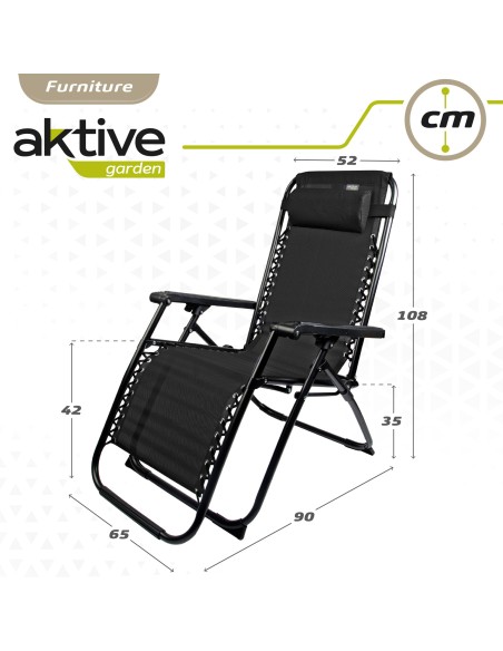 Espreguiçadeira de praia negra Gravidade Zero Aktive | Distria