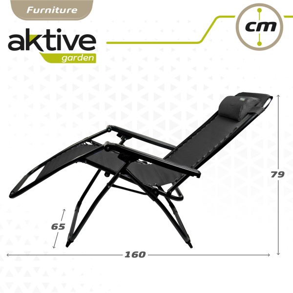 Espreguiçadeira de praia negra Gravidade Zero Aktive | Distria