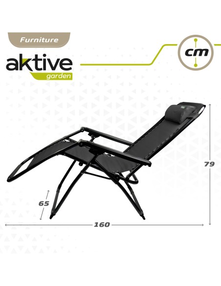Espreguiçadeira de praia negra Gravidade Zero Aktive | Distria