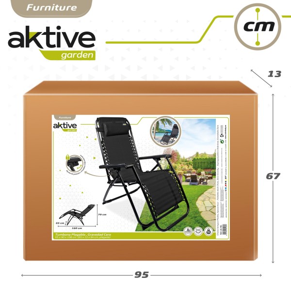 Espreguiçadeira de praia negra Gravidade Zero Aktive | Distria