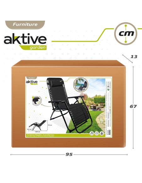 Espreguiçadeira de praia negra Gravidade Zero Aktive | Distria