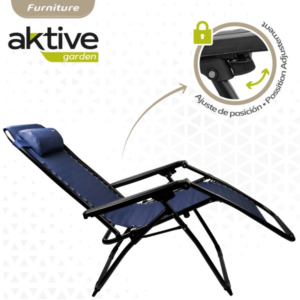 Espreguiçadeira Gravidade Zero Azul Marinho Dobrável | Distria