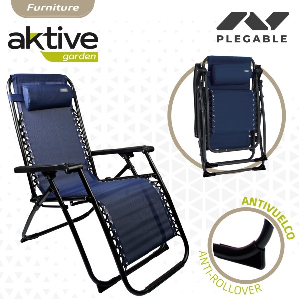Espreguiçadeira Gravidade Zero Azul Marinho Dobrável | Distria