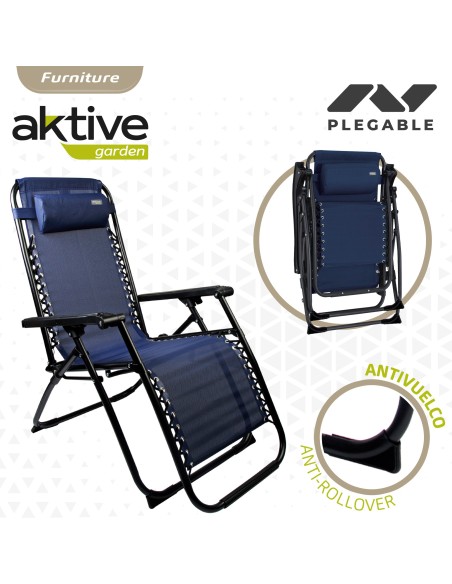 Espreguiçadeira Gravidade Zero Azul Marinho Dobrável | Distria