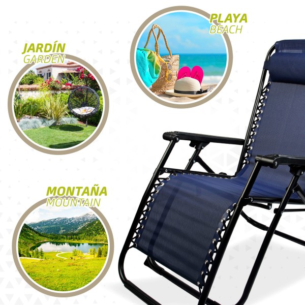 Espreguiçadeira Gravidade Zero Azul Marinho Dobrável | Distria