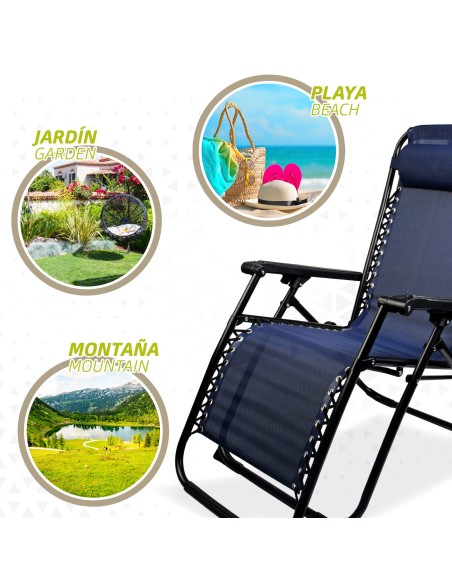 Espreguiçadeira Gravidade Zero Azul Marinho Dobrável | Distria