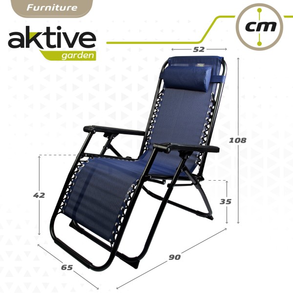 Espreguiçadeira Gravidade Zero Azul Marinho Dobrável | Distria
