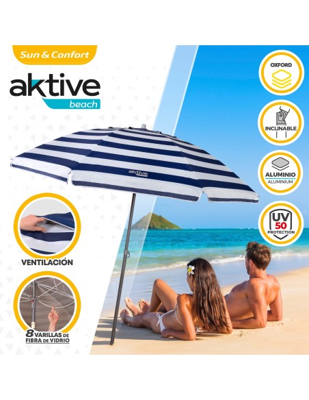 Guarda-sol de praia à prova de vento 220 cm - Guarda-sóis | Distria