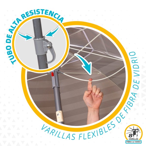 Guarda-sol de praia à prova de vento 220 cm - Guarda-sóis | Distria