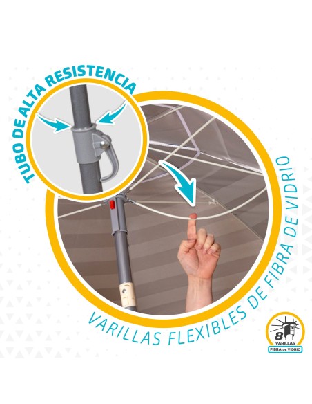 Guarda-sol de praia à prova de vento 220 cm - Guarda-sóis | Distria