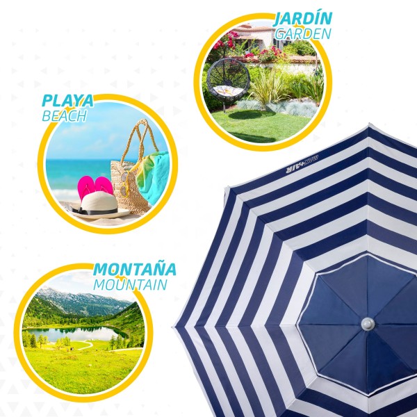 Guarda-sol de praia à prova de vento 220 cm - Guarda-sóis | Distria