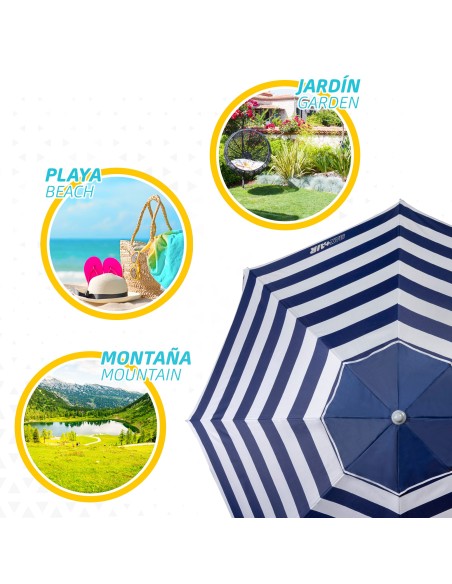 Guarda-sol de praia à prova de vento 220 cm - Guarda-sóis | Distria
