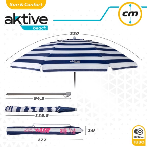 Guarda-sol de praia à prova de vento 220 cm - Guarda-sóis | Distria