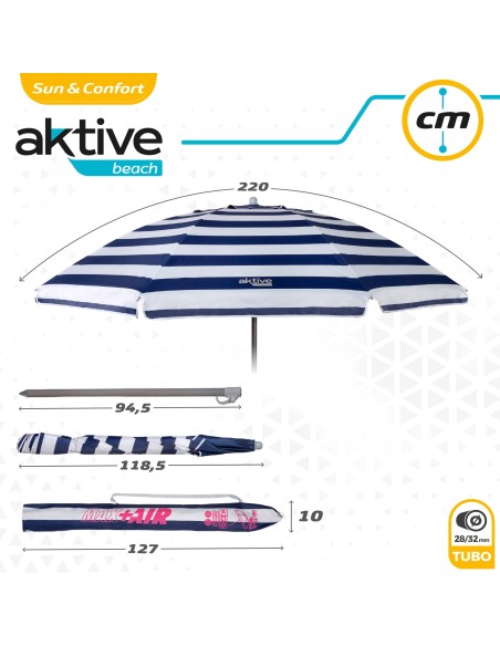 Guarda-sol de praia à prova de vento 220 cm - Guarda-sóis | Distria