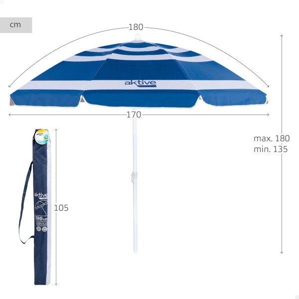 Guarda-sol listrado 180 cm | Distria