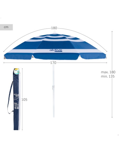 Guarda-sol listrado 180 cm | Distria