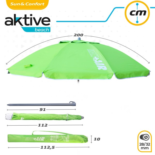 Grande Guarda-sol Max Air 2m inclinável verde | Distria
