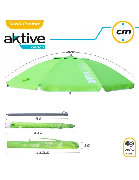 Grande Guarda-sol Max Air 2m inclinável verde | Distria