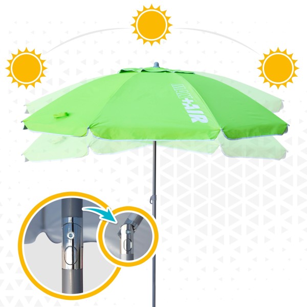Grande Guarda-sol Max Air 2m inclinável verde | Distria