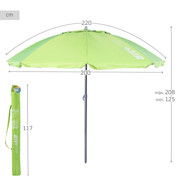 Guarda-sol grande Max Air Ø220 cm verde | Distria