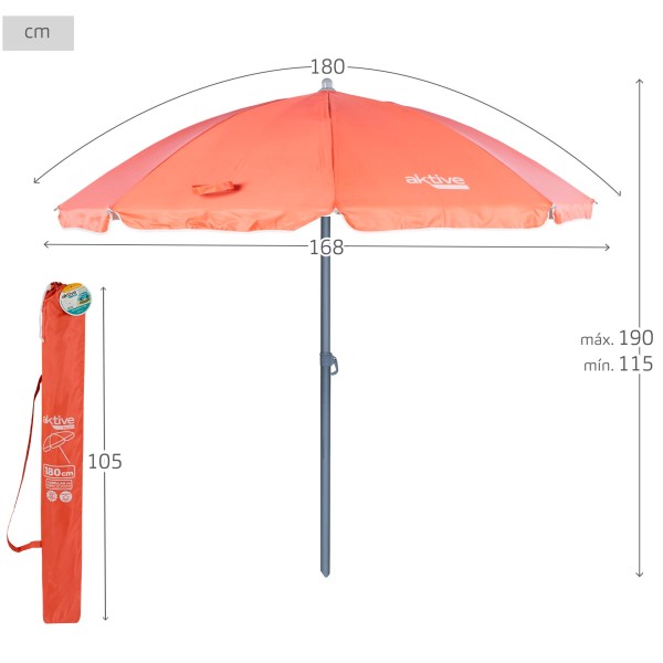 Guarda-sol vermelho Ø180 cm | Distria