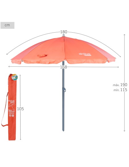 Guarda-sol vermelho Ø180 cm | Distria