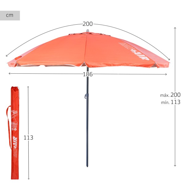 Guarda-sol grande Ø200 cm coral | Distria