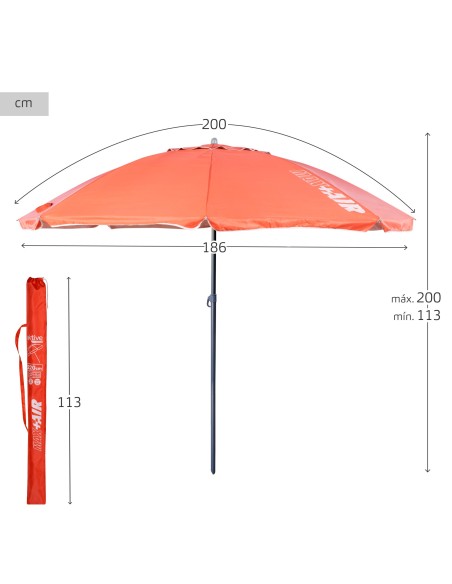 Guarda-sol grande Ø200 cm coral | Distria