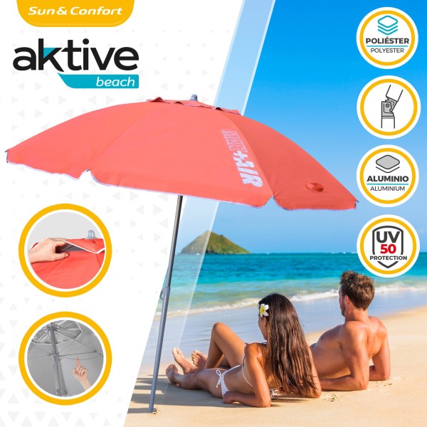 Guarda-chuva de praia grande Max Air 2.2m Coral inclinável | Distria